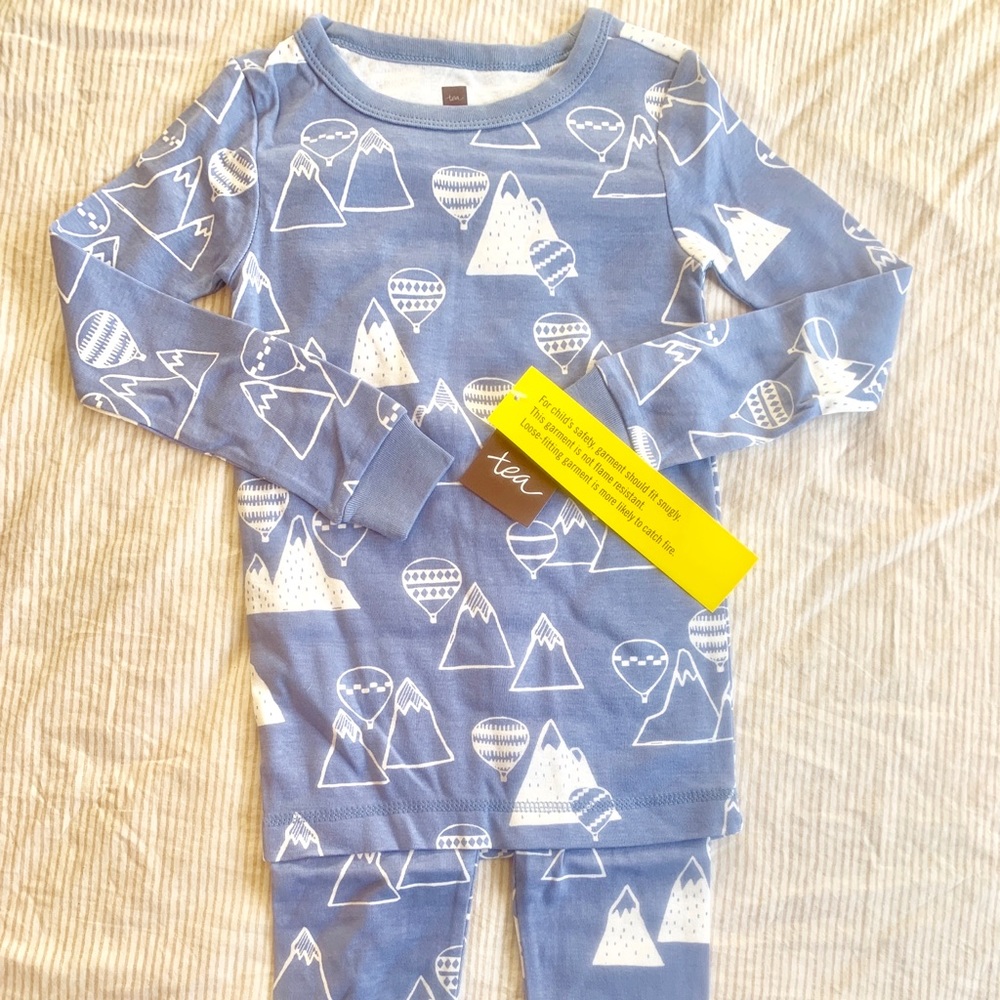 Tea Collection Clouds Hot Air Balloon Pajamas Blue